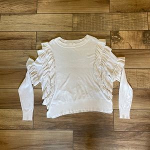 White Ruffled Long Sleeve Top
